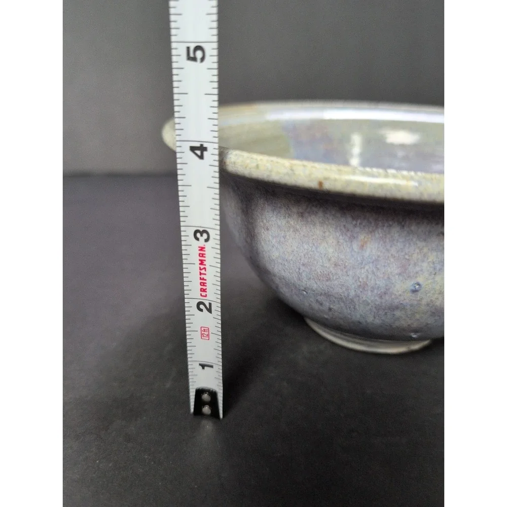 Vintage Studio Pottery Bowl Blue Speckled Drip Glaze Signed
